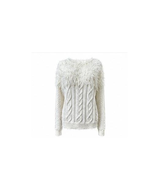 Fuzzy cable pullover