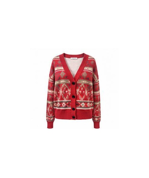 Red jacquard cardigan