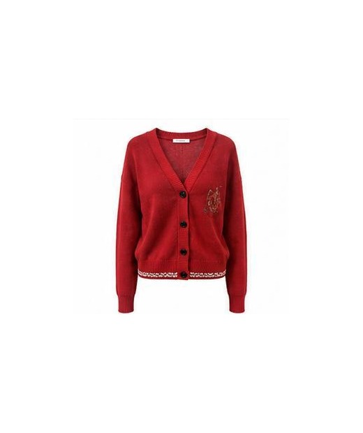 Red V-neck cardigan