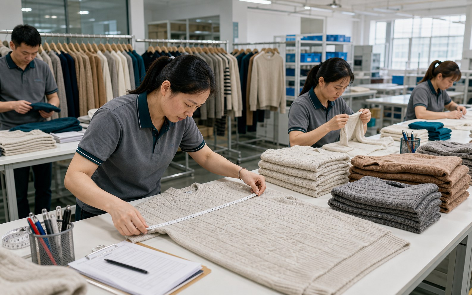 Knitwear measurement and quality inspection area